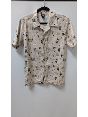 Disney Men's Tan "Nightmare Before Christmas" Graphic Button-Down Shirt